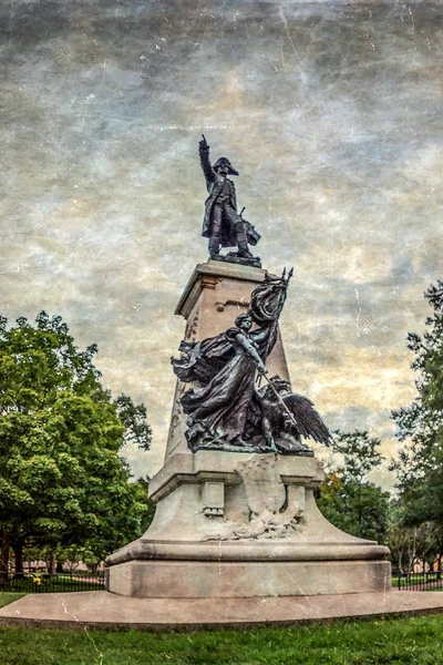 Old photo with Rochambeau Statue in Washington DC, USA — 스톡 사진