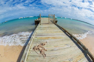 Punta Cana, Dominik Cumhuriyeti 'ndeki güzel soyut ve kumsal. Balık manzarası.