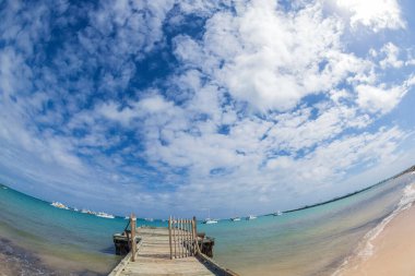 Punta Cana, Dominik Cumhuriyeti 'ndeki güzel soyut ve kumsal. Balık manzarası.