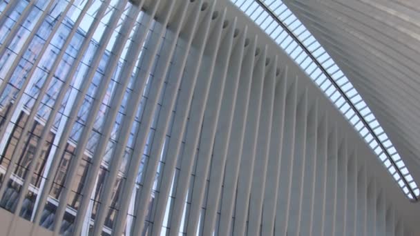 2020年3月9日米国ニューヨーク市 オキュラスとも呼ばれるワン ワールド トレード センター交通ハブ ウェストフィールド ワールド トレード センター の通勤者 — ストック動画