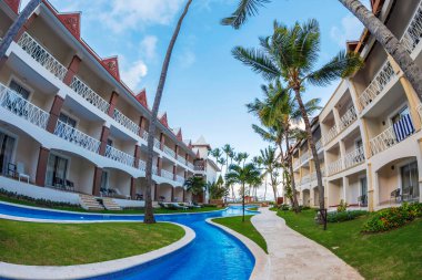 PUNTA CANA, DOMINICAN Cumhuriyet - 15 Mart 2020: Karayip bölgesindeki Büyük Antiller takımadasının bir parçası olan Dominik Cumhuriyeti 'nde tatil beldesi.