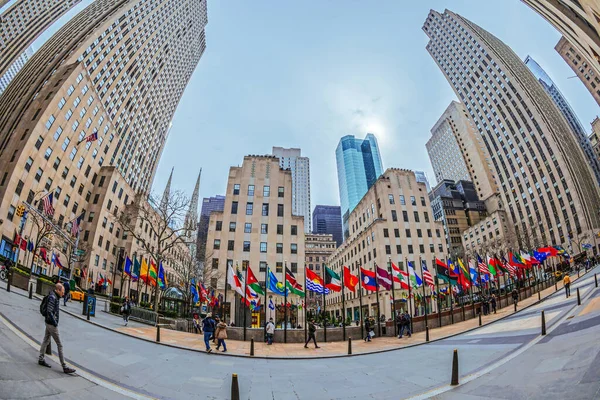 New York Usa Maart 2020 Groot Hoekzicht Rockefeller Plaza Rockefeller — Stockfoto