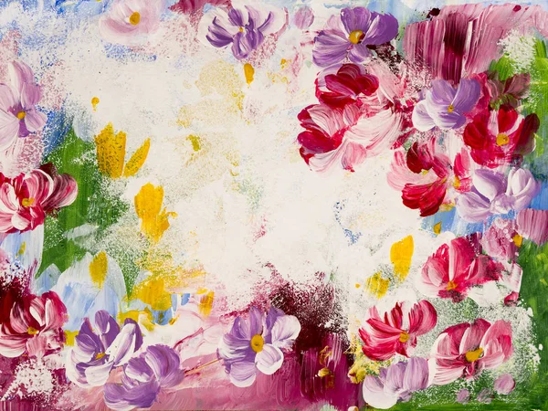Abstrakta blommor, konst bakgrund, konsistens målning. — Stockfoto