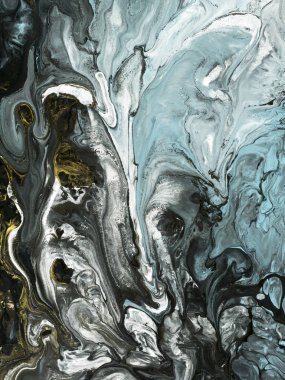 Arka plan siyah ve mavi mermer soyut el boyalı