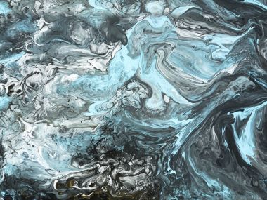 Arka plan siyah ve mavi mermer soyut el boyalı