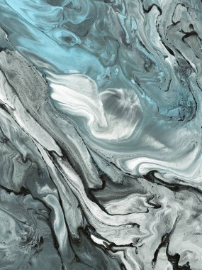 Arka plan siyah ve mavi mermer soyut el boyalı