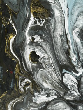 Arka plan siyah ve mavi mermer soyut el boyalı