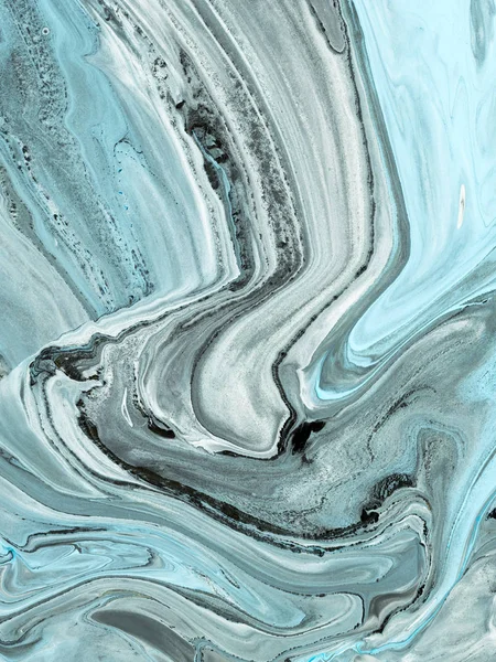 Preto e azul mármore abstrato pintado à mão fundo — Fotografia de Stock