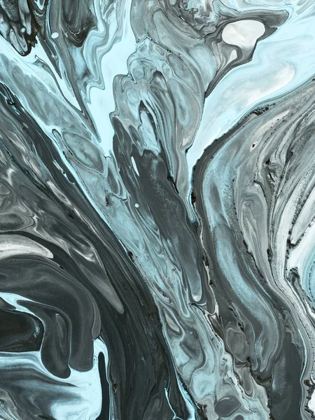 Svart och blå marmor abstrakt handmålade bakgrund — Stockfoto