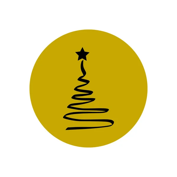 Weihnachtsbaum goldenes Symbol, Vektorillustration. — Stockvektor