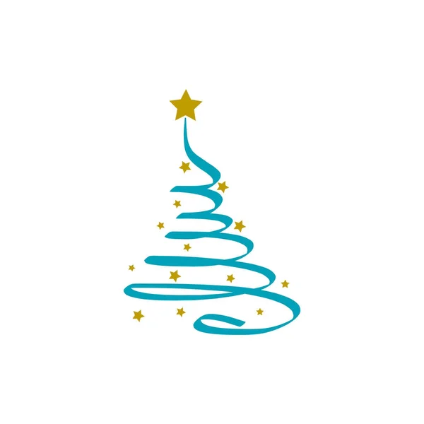 Blauer Weihnachtsbaum und goldener Stern — Stockvektor