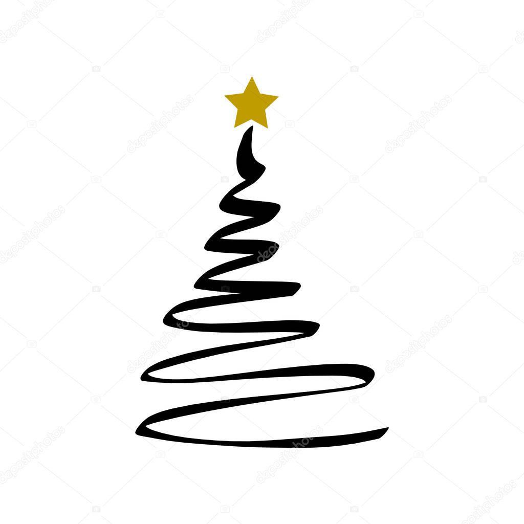 Black christmas tree and gold star