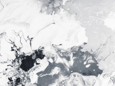 Siyah ve beyaz mermer soyut el boyalı arka plan