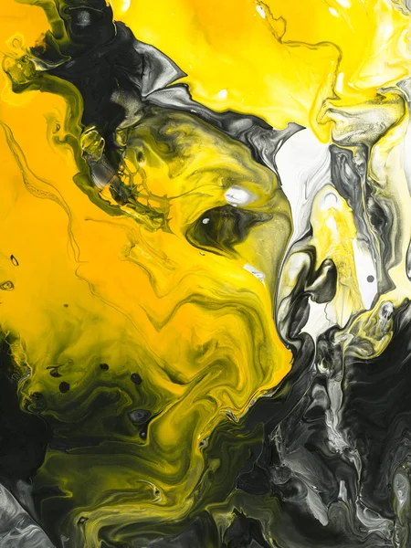 Svart och gul marmor abstrakt handmålade bakgrund — Stockfoto
