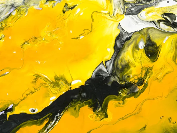 Preto e amarelo mármore abstrato pintado à mão fundo — Fotografia de Stock
