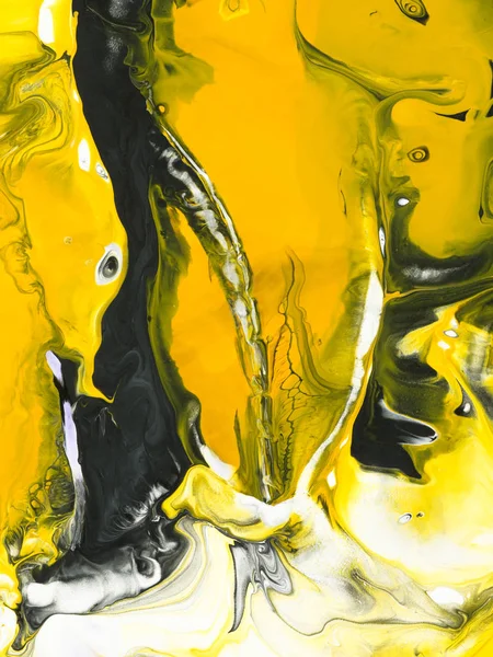 Fondo pintado a mano abstracto de mármol negro y amarillo — Foto de Stock