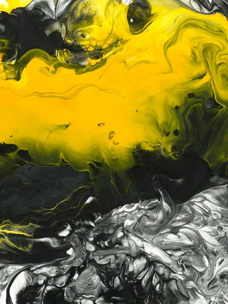 Fondo pintado a mano abstracto de mármol negro y amarillo — Foto de Stock