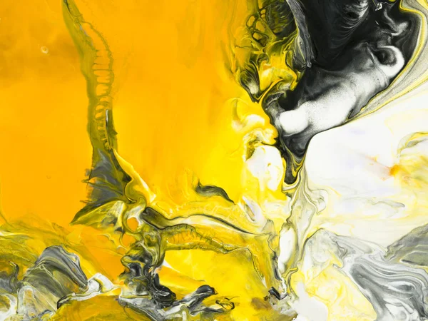 Preto e amarelo mármore abstrato pintado à mão fundo — Fotografia de Stock