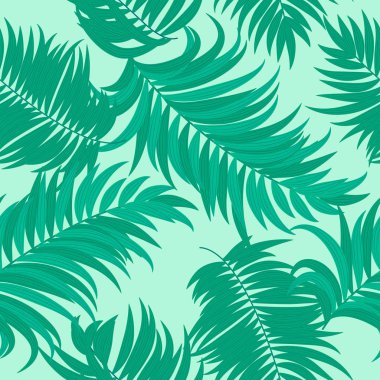 Palmiye ağacının tropikal yaprak seamless modeli.