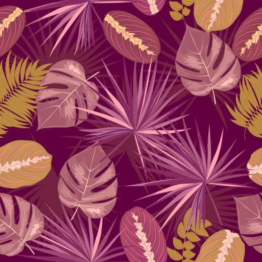 Tropikal palmiye ağacının yaprakları. Seamless modeli.