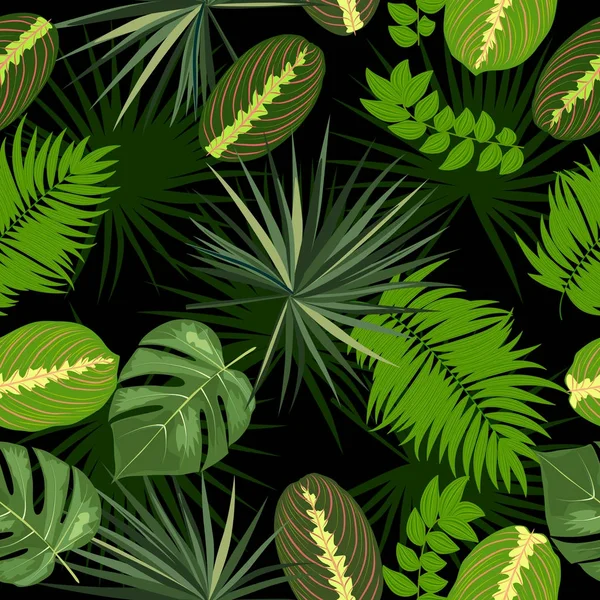 Patrón sin costura, hojas tropicales — Archivo Imágenes Vectoriales