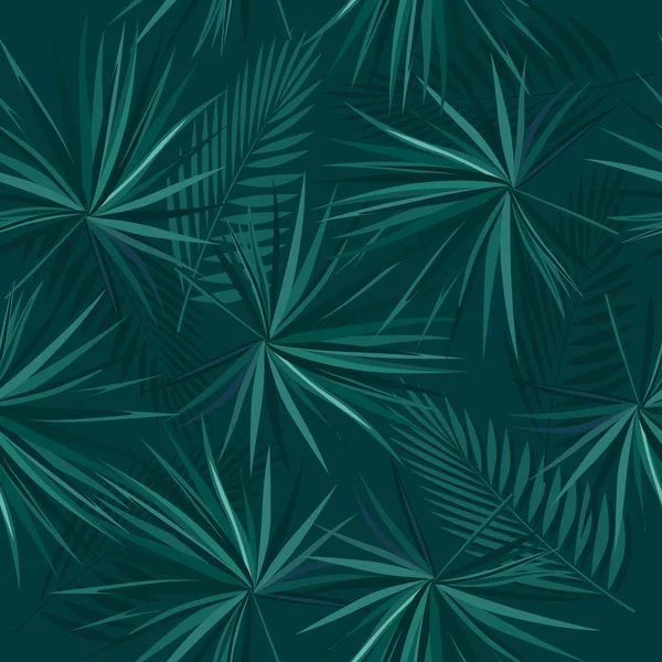 Seamless pattern of  tropical leaves of palm tree — Stock Vector