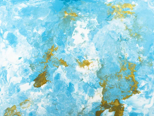 Blue and gold marble abstract hand painted background.