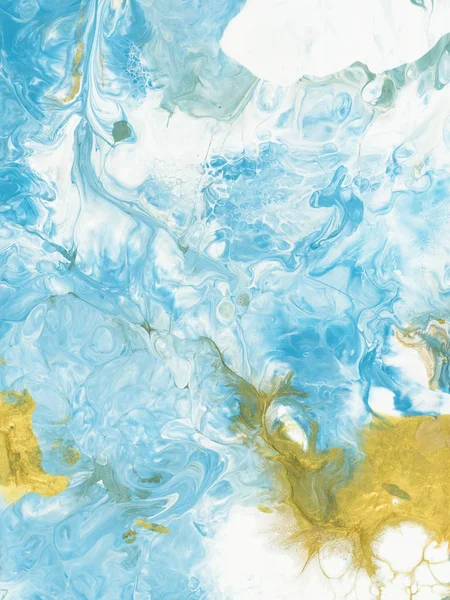 Blue and gold marble abstract hand painted background.