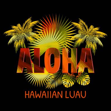 Aloha Hawaii. Afiş, el ilanı, sunu için en iyi yaratıcı tasarım. Vektör arka plan.