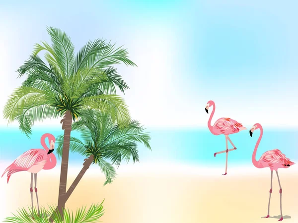 Fond jungle tropicale avec flamant rose — Image vectorielle