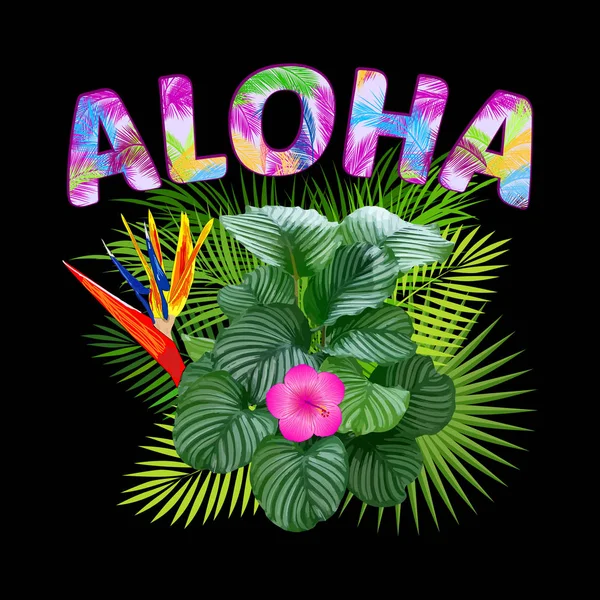 Aloha Hawaje Aloha Projektowanie Shirt Najlepszy Projekt Creative Plakat Ulotki — Wektor stockowy