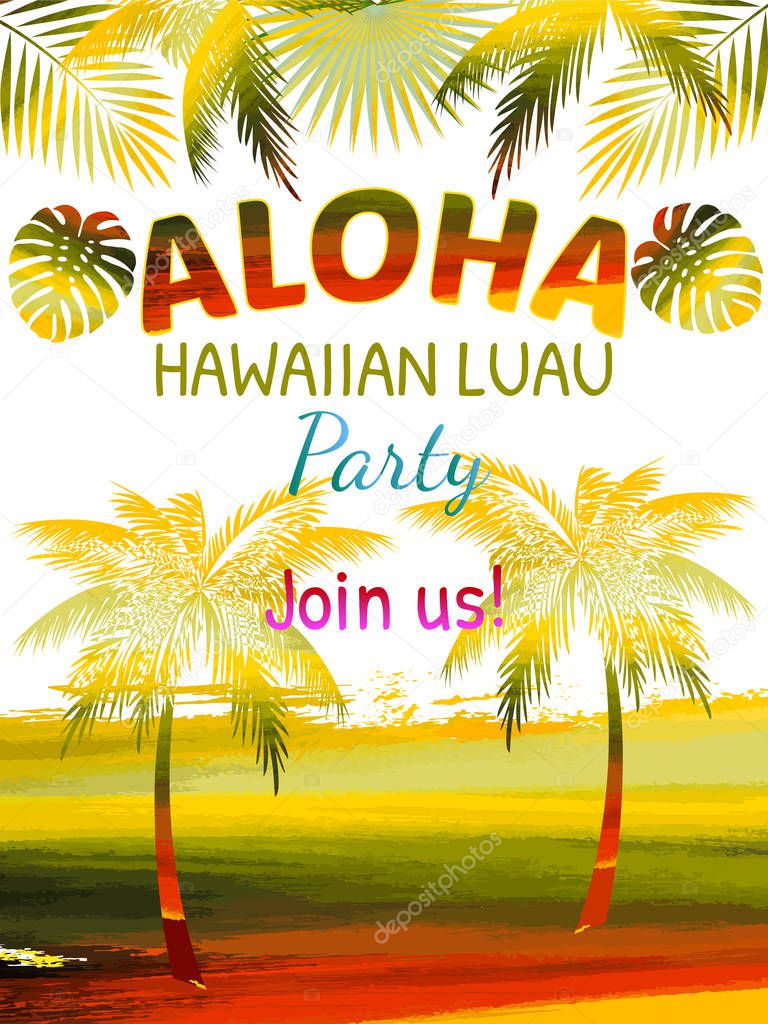 Aloha, Hawaiian Party Template Invitation