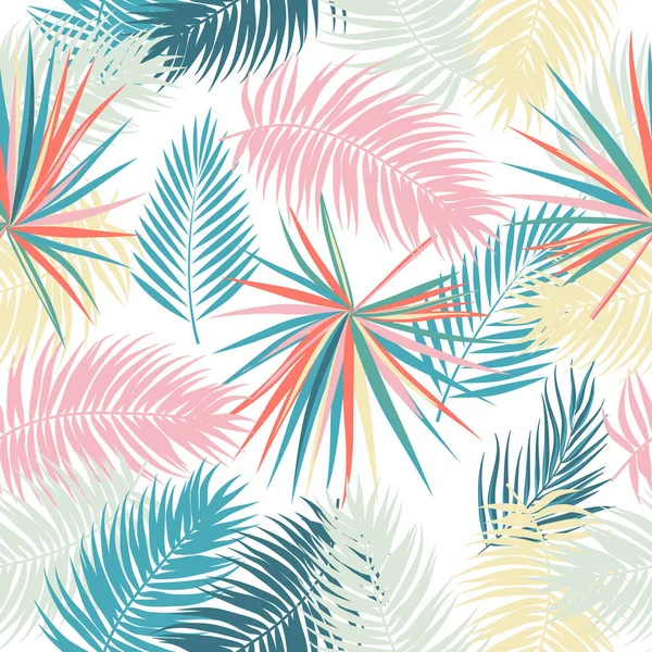 Feuilles de palmier tropical motif sans couture — Image vectorielle