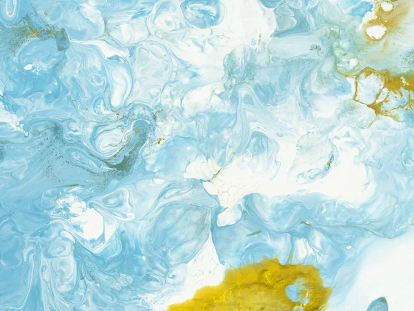 Blue and gold marble abstract hand painted background