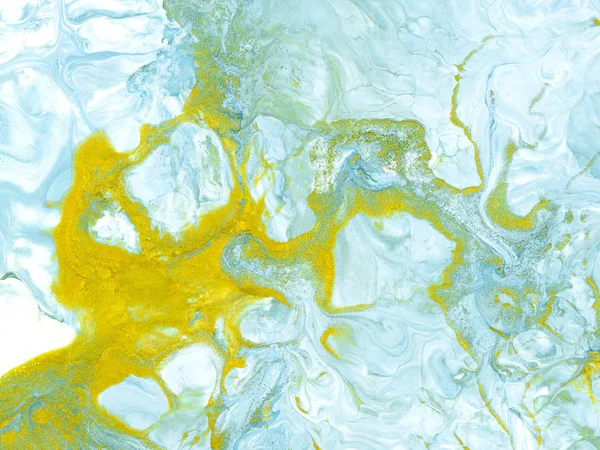 Blue and gold marble abstract hand painted background