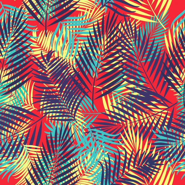 Sömlös vektor mönster av tropiska löv av Palm. — Stock vektor