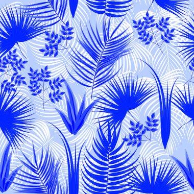 Sorunsuz vektör desen tropikal palmiye ağacı yaprağı