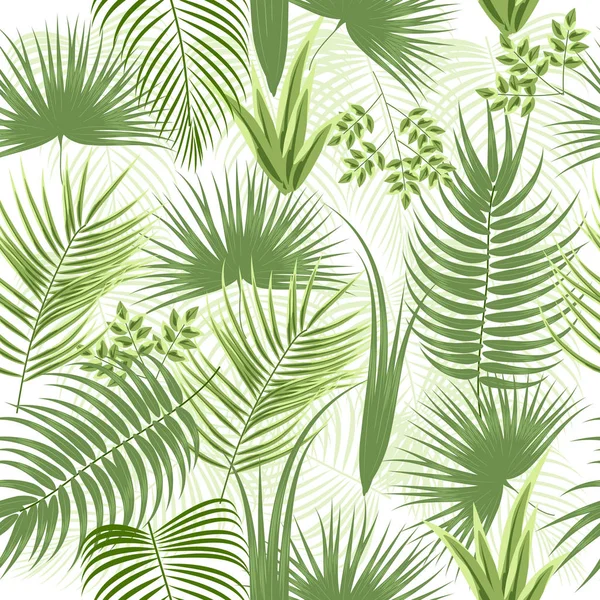 Sömlös vektor mönster av tropiska löv av Palm — Stock vektor
