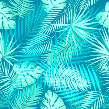 Sorunsuz vektör desen tropikal palmiye ağacı yaprağı