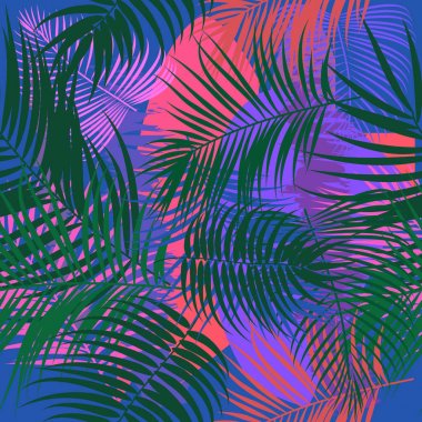Sorunsuz vektör desen tropikal palmiye ağacı yaprağı
