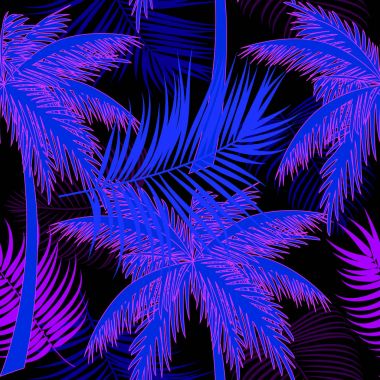 Sorunsuz vektör desen tropikal palmiye ağacı yaprağı