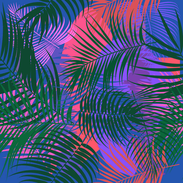 Seamless vector pattern of tropical leaves of palm tree