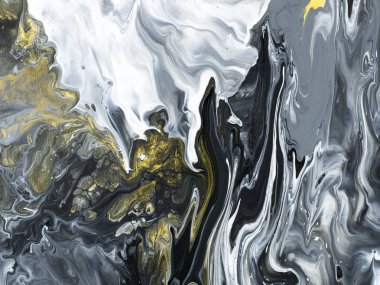 Adam siyah ve beyaz altın mermer soyut el ile boyalı