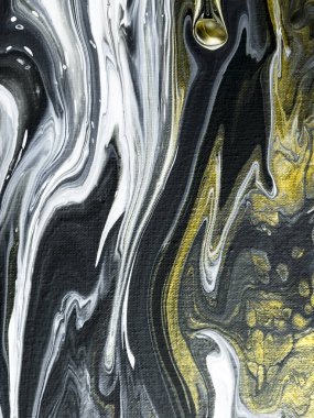 Adam siyah ve beyaz altın mermer soyut el ile boyalı