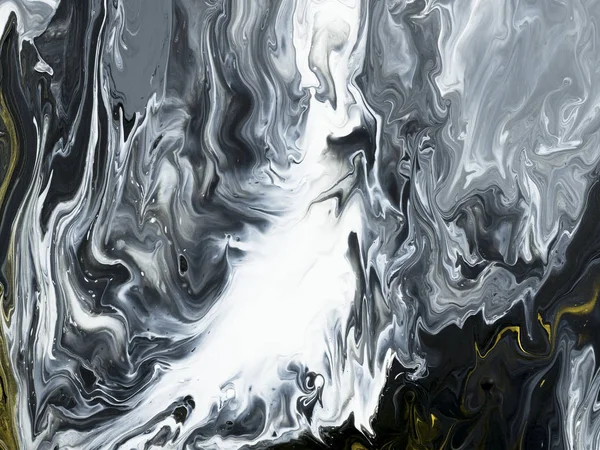 Черно-белый с золотым мрамором абстрактная ручная роспись — стоковое фото