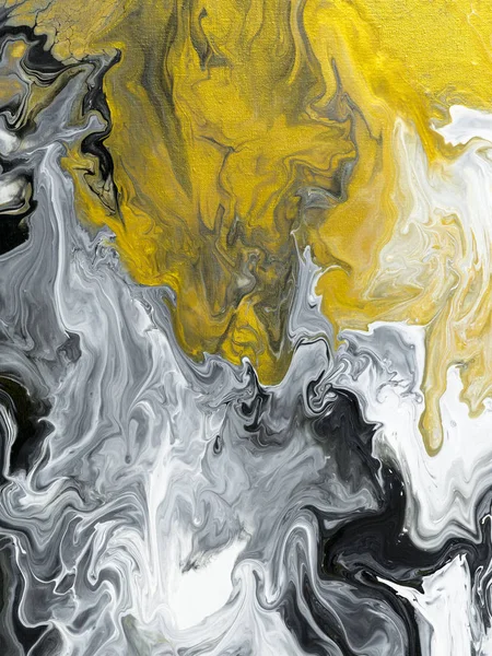 Blanco y negro con fondo pintado a mano abstracto de mármol dorado — Foto de Stock