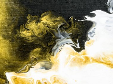 Soyut el siyah ve beyaz altın arka plan ile boyalı