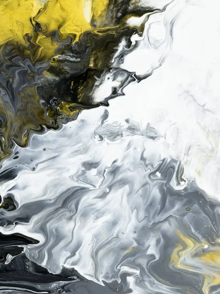 Abstraktní ručně malované černá a bílá se zlatým pozadím — Stock fotografie