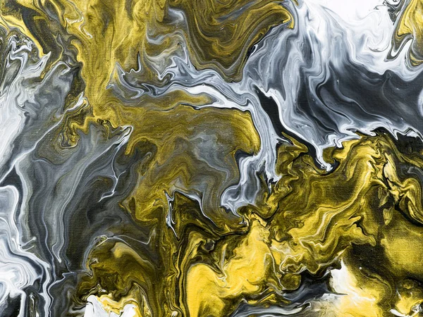 Soyut el siyah ve beyaz altın arka plan ile boyalı