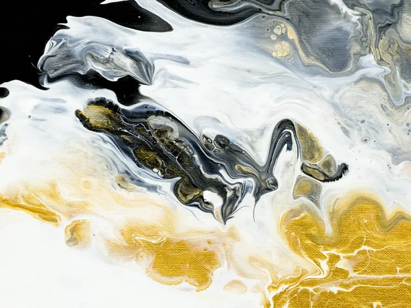 Abstrakta handmålade svart och vitt med guld bakgrund — Stockfoto